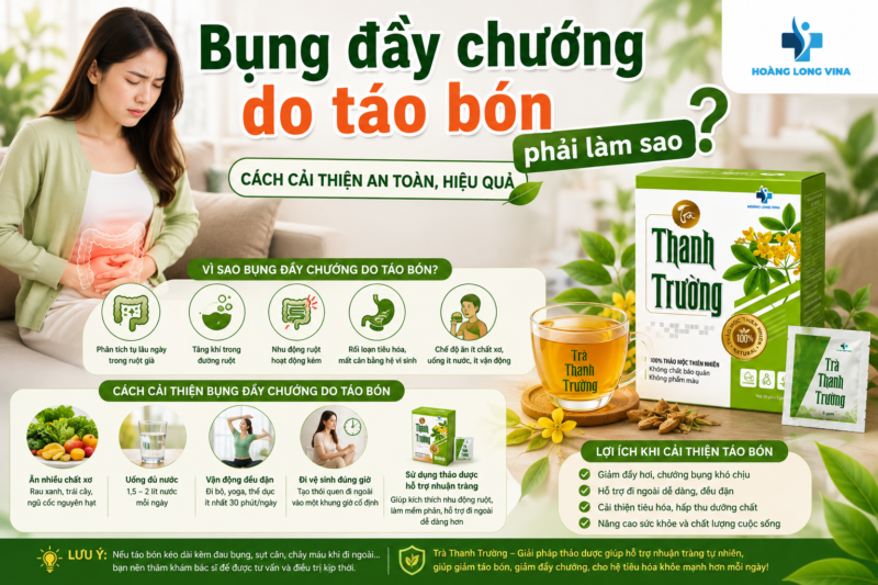 Bụng đầy chướng do táo bón phải làm sao? Cách cải thiện an toàn, hiệu quả