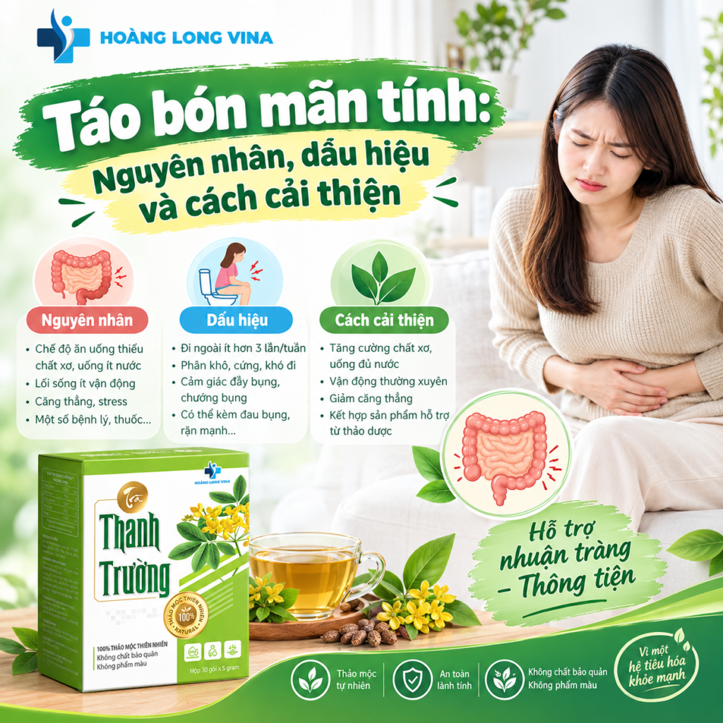 Táo bón mãn tính: Nguyên nhân, dấu hiệu và cách cải thiện 
